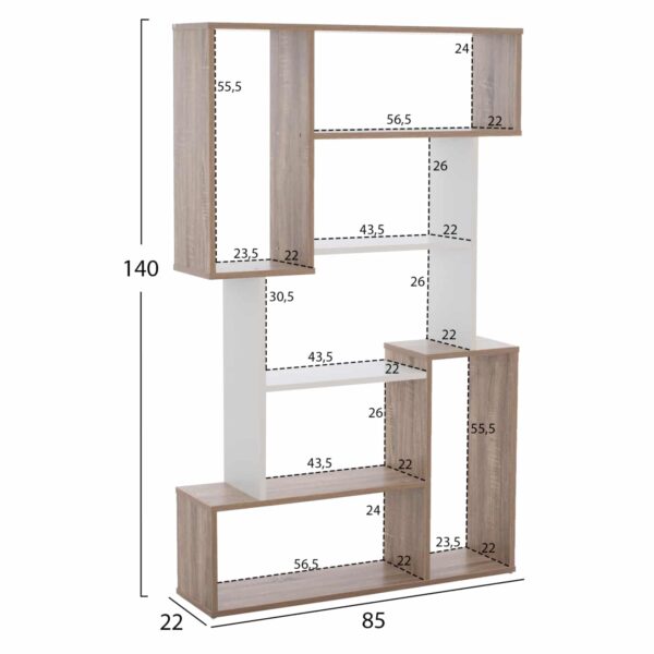 bibliothiki-fb9876801-85x22x140-leyko-1 ΒΙΒΛΙΟΘΗΚΗ SHAY HM8768.01 85X22X140 ΛΕΥΚΟ - Image 2
