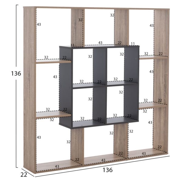 bibliothiki-fb9877102-136x22x136-gkri-1 ΒΙΒΛΙΟΘΗΚΗ BRODY HM8771.02 136X22X136 ΓΚΡΙ - Image 2