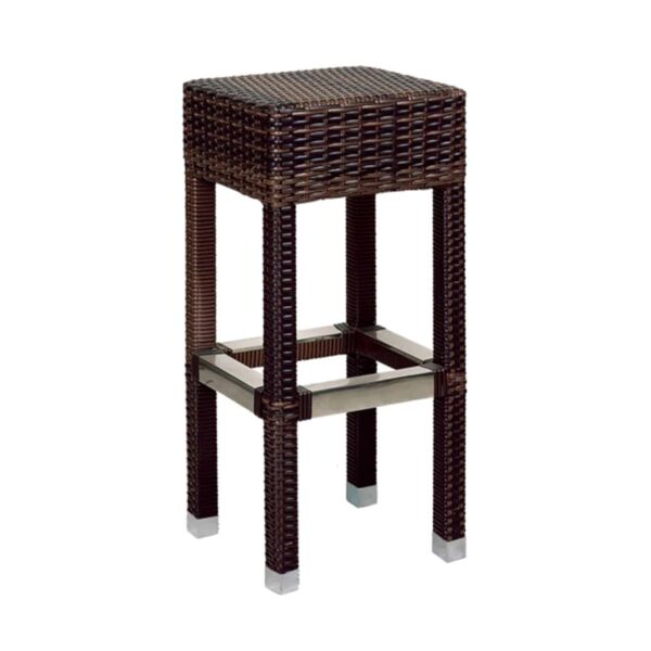 FIESTA Σκαμπό BAR Κήπου - Βεράντας, Αλουμίνιο, Wicker Απόχρωση Rocky Brown 33x33x76 cm - Image 2