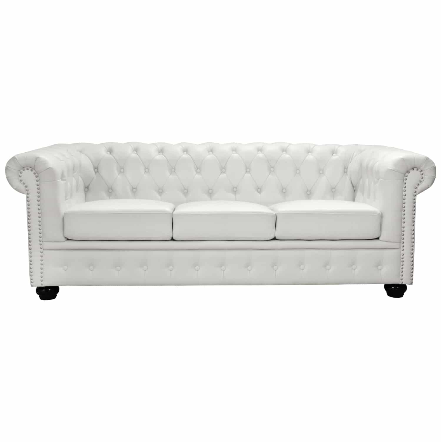 HM3009.02 ΚΑΝΑΠΕΣ 3ΘΕΣΙΟΣ T.CHESTERFIELD HM3009.02 ΤΕΧΝΟΔΕΡΜΑ ΛΕΥΚΟ ΜΑΤ 208x90x73 εκ. - Image 1