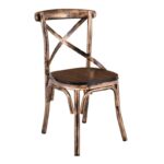 MARLIN Wood Καρέκλα Dark Oak, Μέταλλο Βαφή Black Gold 52x51x86cm