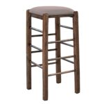 ΤΑΒΕΡΝΑΣ Σκαμπό BAR, Οξιά Βαφή Εμποτισμός Καρυδί, Κάθισμα Pu Cappuccino 35x35x81cm - Image 2