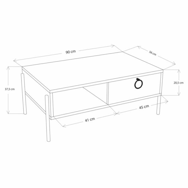 ΤΡΑΠΕΖΙ ΣΑΛΟΝΙΟΥ ΜΑΥΡΟ ΚΑΡΥΔΙ HM9247.04 90x56x37,5 εκ. - Image 2