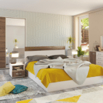 Σετ Κρεβατοκάμαρας 5 τεμαχίων, 160/200, Havai 2, Λευκό / Καρυδί Genomax