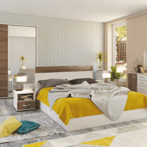 Σετ Κρεβατοκάμαρας 5 τεμαχίων, 160/200, Havai 2, Λευκό / Καρυδί Genomax