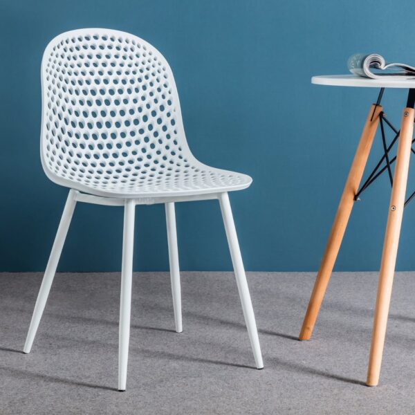 ΚΑΡΕΚΛΑ ΠΟΛΥΠΡΟΠΥΛΕΝΙΟΥ MILANA HM8512.01 ΛΕΥΚΟ ΜΕ ΜΕΤΑΛΛΙΚΑ ΠΟΔΙΑ 45X51X84Υ εκ. - Image 3