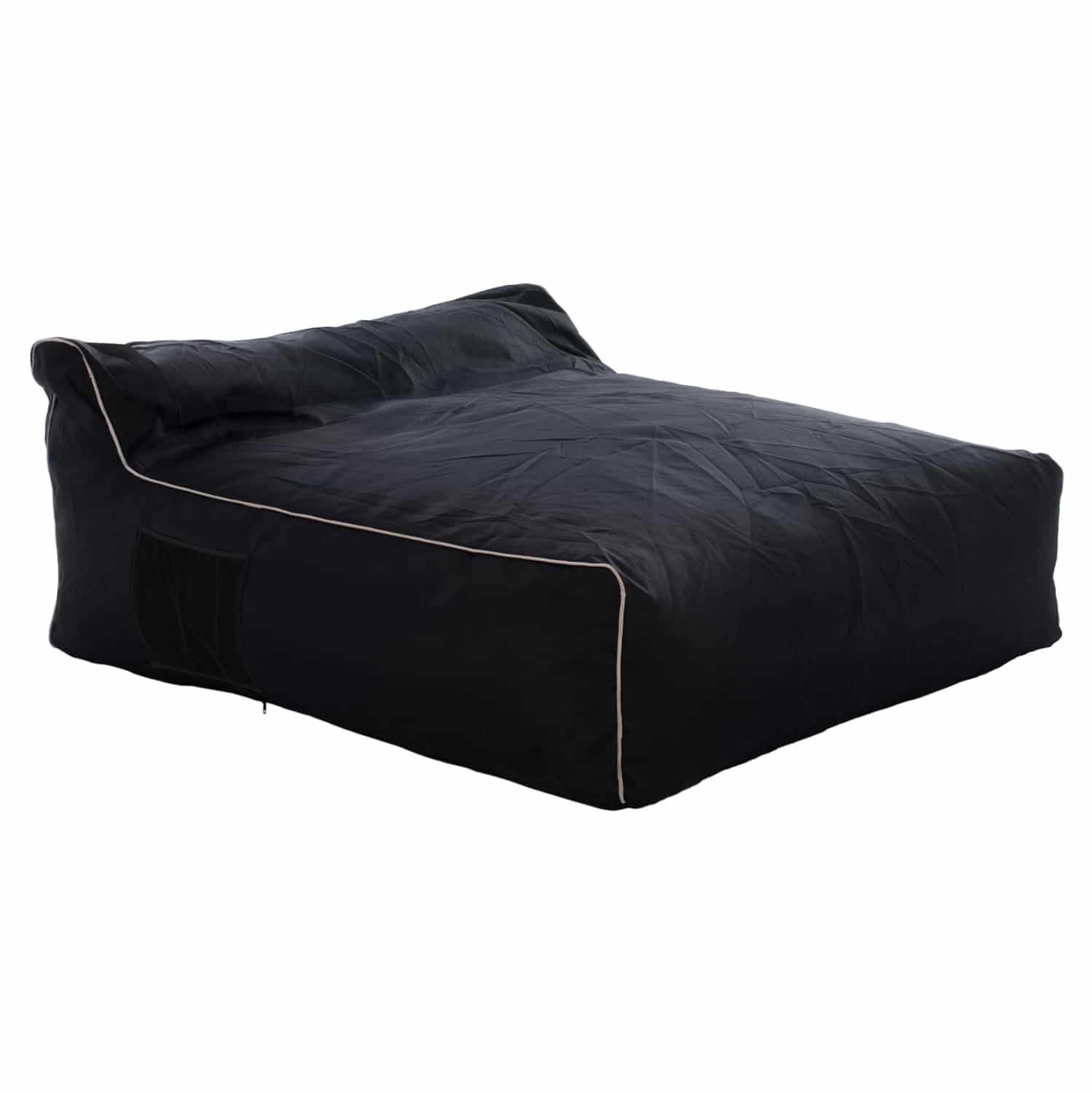 HM5773.12 ΠΟΥΦ YAMIN ΔΥΟ ΑΤΟΜΩΝ ΜΕ TEXTILENE 600gr/m2 2X1 ΜΑΥΡΟ ΚΑΙ ΛΕΥΚΟ ΡΕΛΙ HM5773.12 140x140x40-60Υ εκ. - Image 1