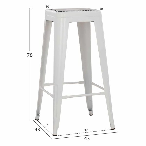 ΣΚΑΜΠΟ BAR ΜΕΤΑΛΛΙΚΟ MELITA ΣΕ ΛΕΥΚΟ ΜΑΤ HM8642.21 43x43x78 εκ. - Image 2
