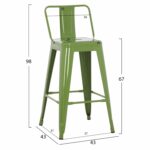 ΣΚΑΜΠΟ ΜΕΣΑΙΟΥ ΥΨΟΥΣ ΜΕΤΑΛΛΙΚΟ MELITA ΣΕ LIGHT OLIVE GREEN HM8574.13 42x42x98 εκ. - Image 2