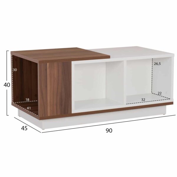 ΤΡΑΠΕΖΙ ΣΑΛΟΝΙΟΥ ACE ΚΑΡΥΔΙ ΛΕΥΚΟ HM9162 90x45x40 εκ. - Image 2