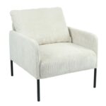 ALBERTO Πολυθρόνα Σαλονιού - Καθιστικού, Ύφασμα Κοτλέ Εκρού, Μέταλλο Μαύρο 70x80x83cm