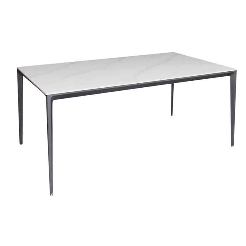 BARRET Τραπέζι Τραπεζαρίας - Κουζίνας BARRET Τραπέζι Τραπεζαρίας - Κουζίνας, Alu Μαύρο, Επιφάνεια Sintered Stone White Marble 160x90x74cm - Image 1