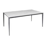 BARRET Τραπέζι Τραπεζαρίας - Κουζίνας, Alu Μαύρο, Επιφάνεια Sintered Stone White Marble 140x80x74cm