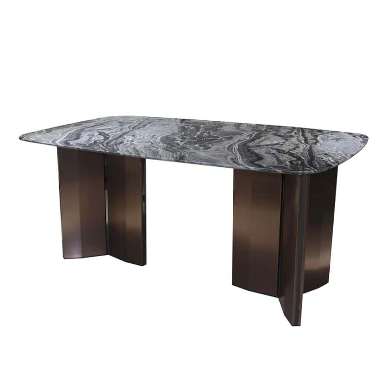 BARRY Τραπέζι Τραπεζαρίας BARRY Τραπέζι Τραπεζαρίας, Επιφάνεια Μάρμαρο, Βάση Μέταλλο Απόχρωση Καρυδί 180x90x73cm - Image 1