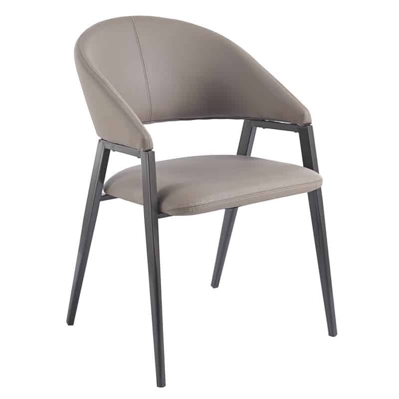 DELI Πολυθρόνα Μέταλλο Βαφή Μαύρο DELI Πολυθρόνα Μέταλλο Βαφή Μαύρο, Pu Cappuccino 52x62x83cm - Image 1