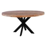 LIZARD Τραπέζι Τραπεζαρίας, Μέταλλο Βαφή Μαύρο, Ξύλο Mango Απόχρωση Φυσικό Φ150cm H.78cm - Image 2