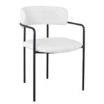 GILLAN Πολυθρόνα Μέταλλο Βαφή Μαύρο, Ύφασμα Teddy, Απόχρωση Άσπρο 54x54x81cm - Image 2