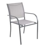 LANGLEY Πολυθρόνα Κήπου - Βεράντας, Μέταλλο Βαφή Ανθρακί Textilene Γκρι, Στοιβαζόμενη 55x68x87cm - Image 2