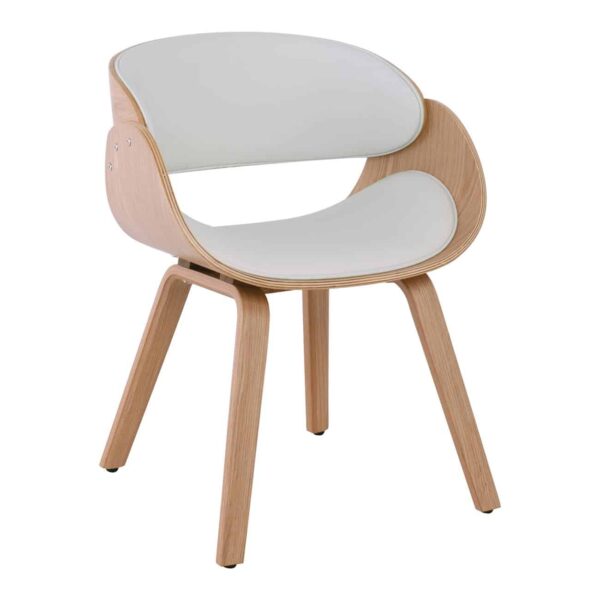 JOY Πολυθρόνα-Pro Τραπεζαρίας, Φυσικό, Pu Άσπρο 58x53x75cm - Image 2