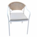 MOLLY Πολυθρόνα Βεράντας-Κήπου Μέταλλο Βαφή Άσπρο, Wicker Φυσικό, Μαξιλάρι Εκρού 55x61x85cm - Image 2