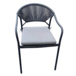 MOLLY Πολυθρόνα Βεράντας-Κήπου Μέταλλο Βαφή Ανθρακί, Wicker Γκρι, Μαξιλάρι Γκρι 55x61x85cm - Image 2