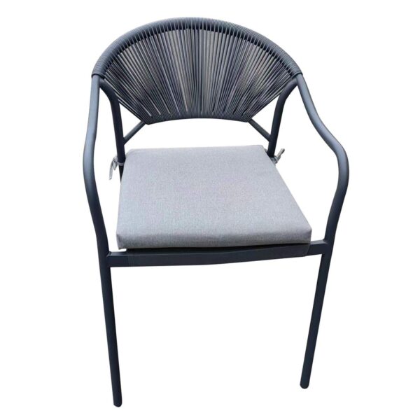 MOLLY Πολυθρόνα Βεράντας-Κήπου Μέταλλο Βαφή Ανθρακί, Wicker Γκρι, Μαξιλάρι Γκρι 55x61x85cm - Image 2