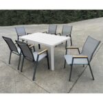 VIRNA Πολυθρόνα Κήπου Βεράντας, Μέταλλο Βαφή Ανθρακί Textilene Γκρι,Polywood Φυσικό 56x63x90cm - Image 3