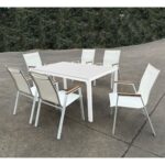 VIRNA Πολυθρόνα Κήπου Βεράντας, Μέταλλο Βαφή Άσπρο, Textilene Άσπρο,PolywoodΦυσικό 56x63x90cm - Image 3