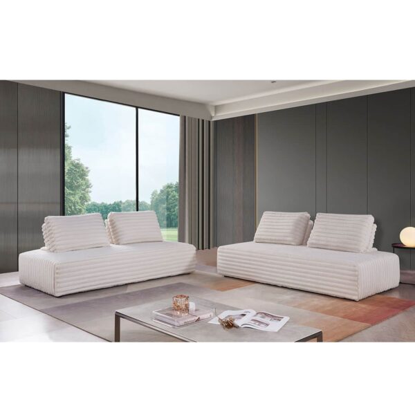 BRISTOL Καναπές Σαλονιού Καθιστικού Πολυμορφικός, Τεχνητή Γούνα Άσπρο 318x212x106  H.89cm - Image 3