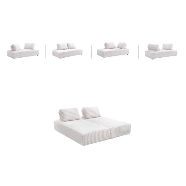 BRISTOL Καναπές Σαλονιού Καθιστικού Πολυμορφικός, Τεχνητή Γούνα Άσπρο 318x212x106  H.89cm - Image 4