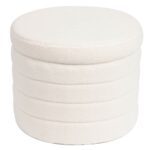 GROOVY Σκαμπό Αποθηκευτικό, Teddy Ύφασμα Εκρού Φ56cm H.45cm - Image 2