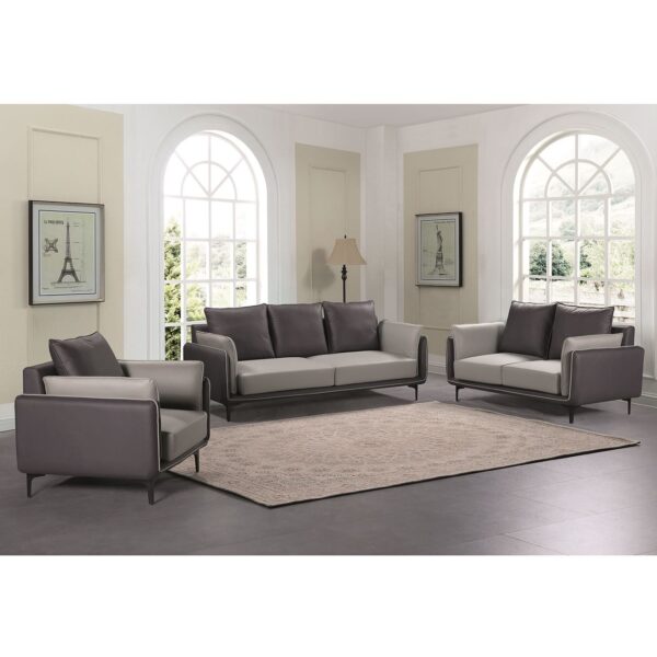 BRIGHTON  Καναπές 3Θέσιος Σαλονιού - Καθιστικού, Pu Γκρι 204x84x89cm - Image 3