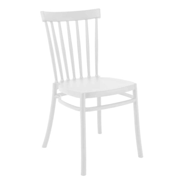 WINDSOR Καρέκλα Τραπεζαρίας Κήπου Στοιβαζόμενη, PP Άσπρο 46x53x86cm - Image 2