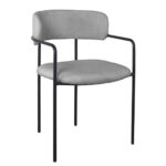 GILLAN Πολυθρόνα Μέταλλο Βαφή Μαύρο, Ύφασμα Teddy, Απόχρωση Γκρι 54x54x81cm - Image 2