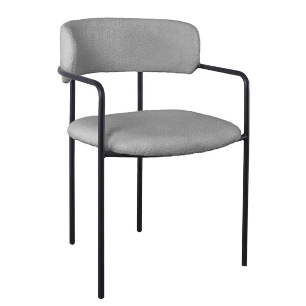 GILLAN Πολυθρόνα Μέταλλο Βαφή Μαύρο, Ύφασμα Teddy, Απόχρωση Γκρι 54x54x81cm - Image 2