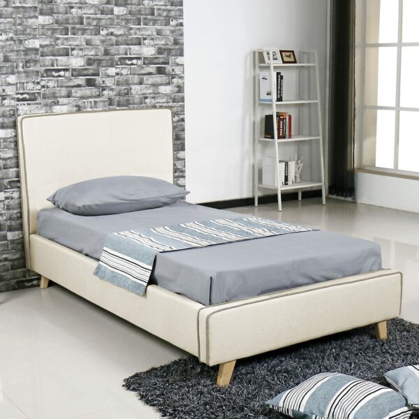 MORISSON Κρεβάτι Μονό, για Στρώμα 90x190cm, Ύφασμα Εκρού 101x206x110cm - Image 2