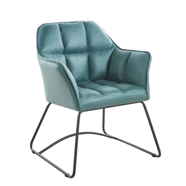 POLLY Πολυθρόνα Μέταλλο Βαφή Μαύρο, Ύφασμα Suede Olive Green 67x64x82cm - Image 2