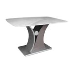 LATIN Τραπέζι Τραπεζαρίας, Επιφάνεια Τεχνητό Μάρμαρο, Βάση Γκρι MDF 140x80x76cm - Image 2