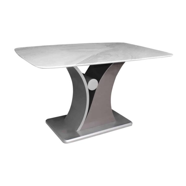 LATIN Τραπέζι Τραπεζαρίας, Επιφάνεια Τεχνητό Μάρμαρο, Βάση Γκρι MDF 140x80x76cm - Image 2