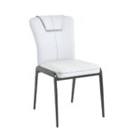 ANDRIA Καρέκλα Τραπεζαρίας- Κουζίνας, Μέταλλο Βαφή Μαύρο, Pu Ανοιχτό Γκρι 47x60x86cm - Image 2