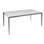 BARRET Τραπέζι Τραπεζαρίας - Κουζίνας, Alu Μαύρο, Επιφάνεια Sintered Stone White Marble 140x80x74cm - Image 2