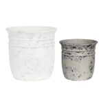 FLOWER POT-15 Φ35x34cm, Cement Απόχρωση Antique White Φ35x34cm - Image 2