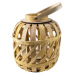 LANTERN ROUND Φανάρι Κήπου- Βεράντας Ξύλινο, Απόχρωση Φυσικό, με Γυάλινο ποτήρι Φ24x27cm - Image 2