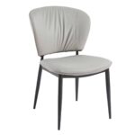 DIMA Καρέκλα Τραπεζαρίας- Κουζίνας, Μέταλλο Βαφή Μαύρο, Pu Γκρι-Μπεζ 53x70x82cm - Image 2
