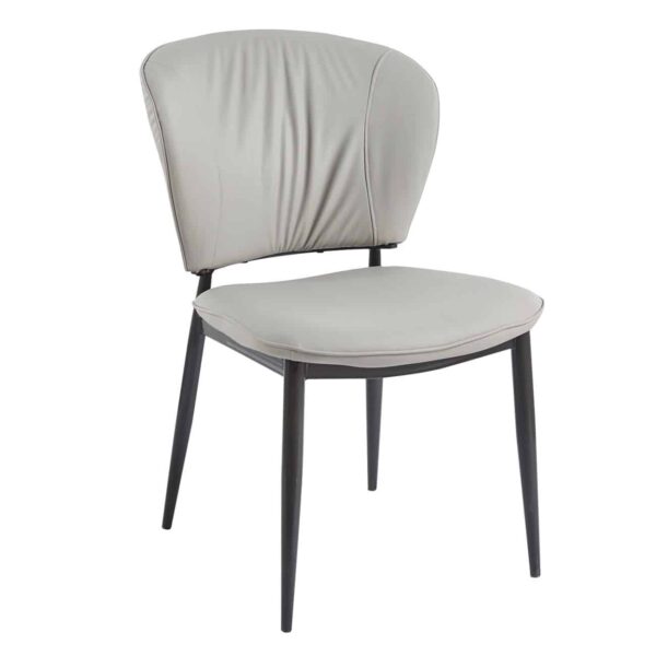 DIMA Καρέκλα Τραπεζαρίας- Κουζίνας, Μέταλλο Βαφή Μαύρο, Pu Γκρι-Μπεζ 53x70x82cm - Image 2