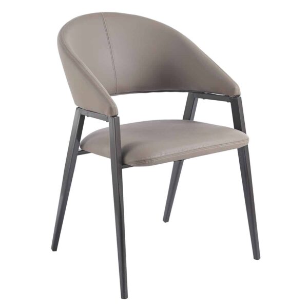 DELI Πολυθρόνα Μέταλλο Βαφή Μαύρο, Pu Cappuccino 52x62x83cm - Image 2