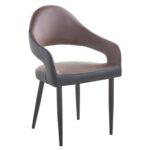 MODUS Πολυθρόνα Μέταλλο Βαφή Μαύρο, Pu Σκούρο Καφέ-Μαύρο 55x58x88cm - Image 2