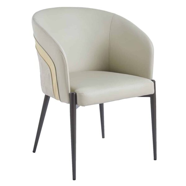 LENA Πολυθρόνα Μέταλλο Βαφή Μαύρο, Pu Μπεζ 60x60x80cm - Image 2