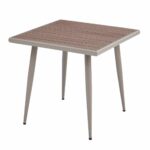 SERRANO Τραπέζι Κήπου-Βεράντας Μέταλλο Βαφή Sand Beige, Polywood Καρυδί 80x80x74cm - Image 2