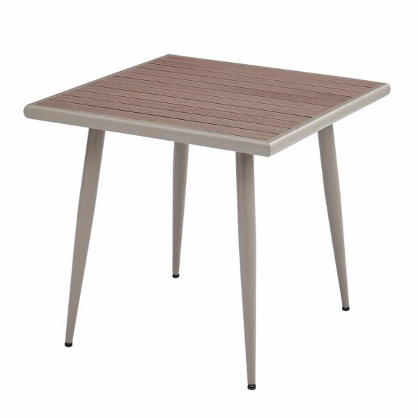 SERRANO Τραπέζι Κήπου-Βεράντας Μέταλλο Βαφή Sand Beige, Polywood Καρυδί 80x80x74cm - Image 2